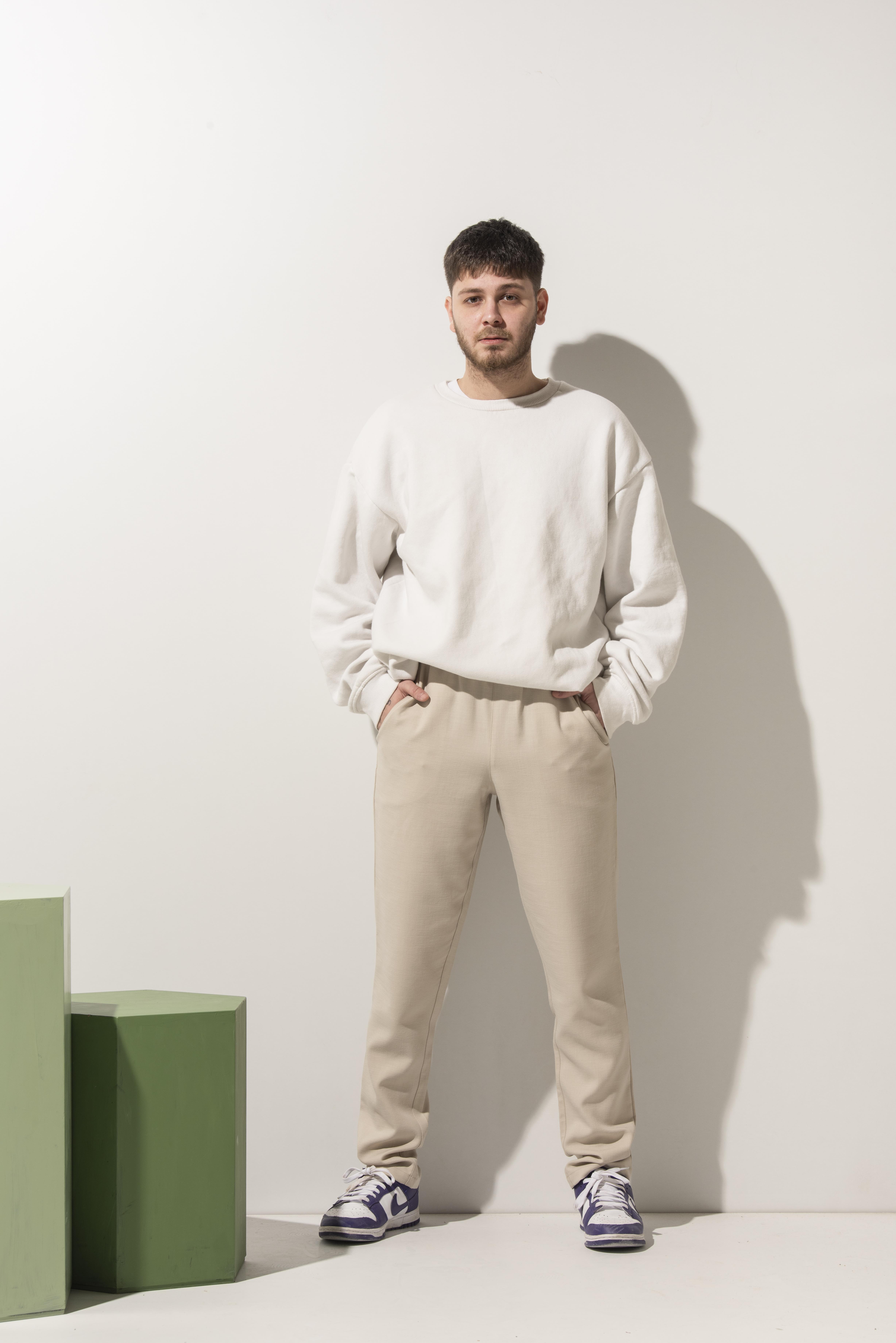 Bej Rengi Keten Görünümlü Şef Pantolonu 