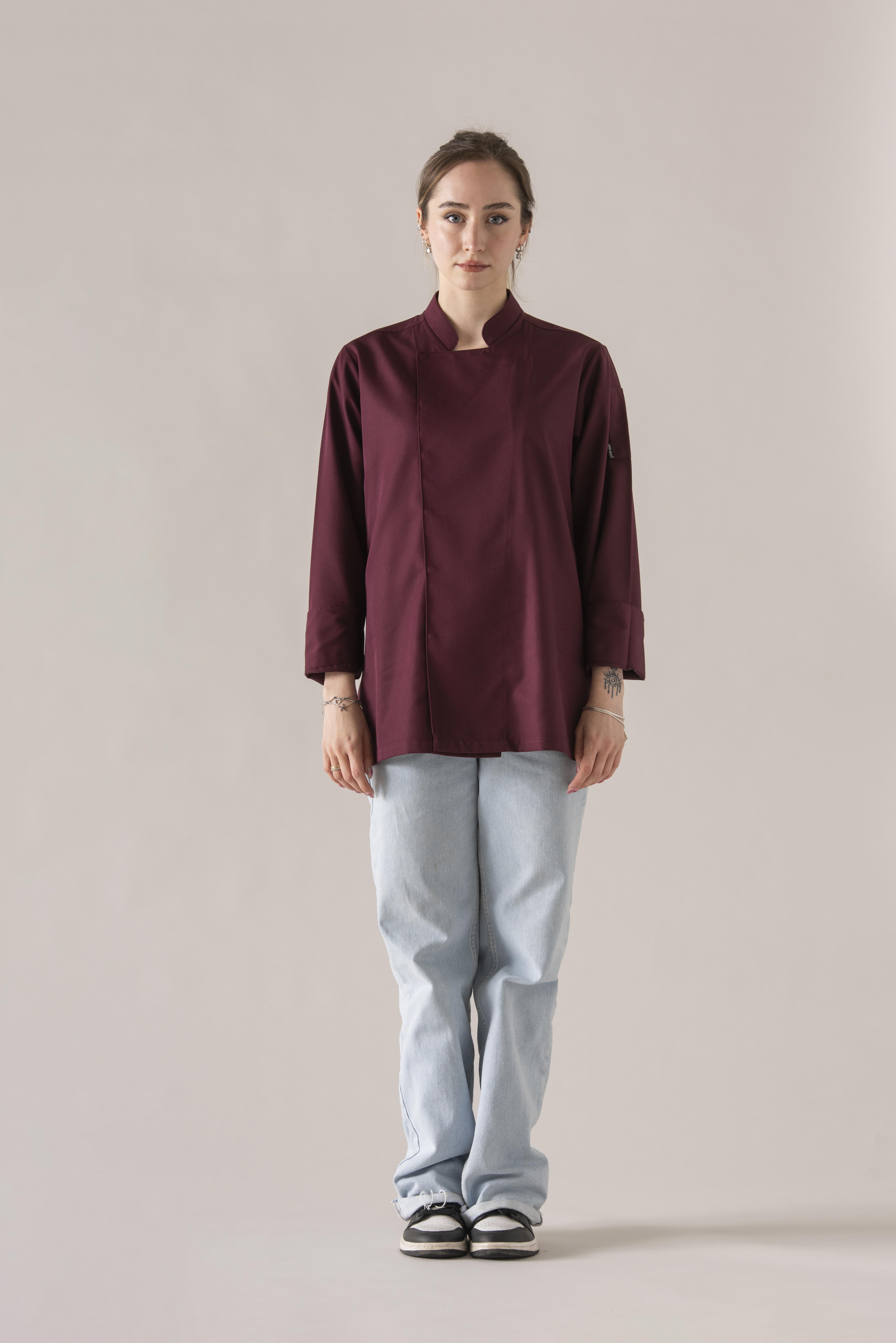 C-01 Classic Kadın – Bordo Şef Ceketi