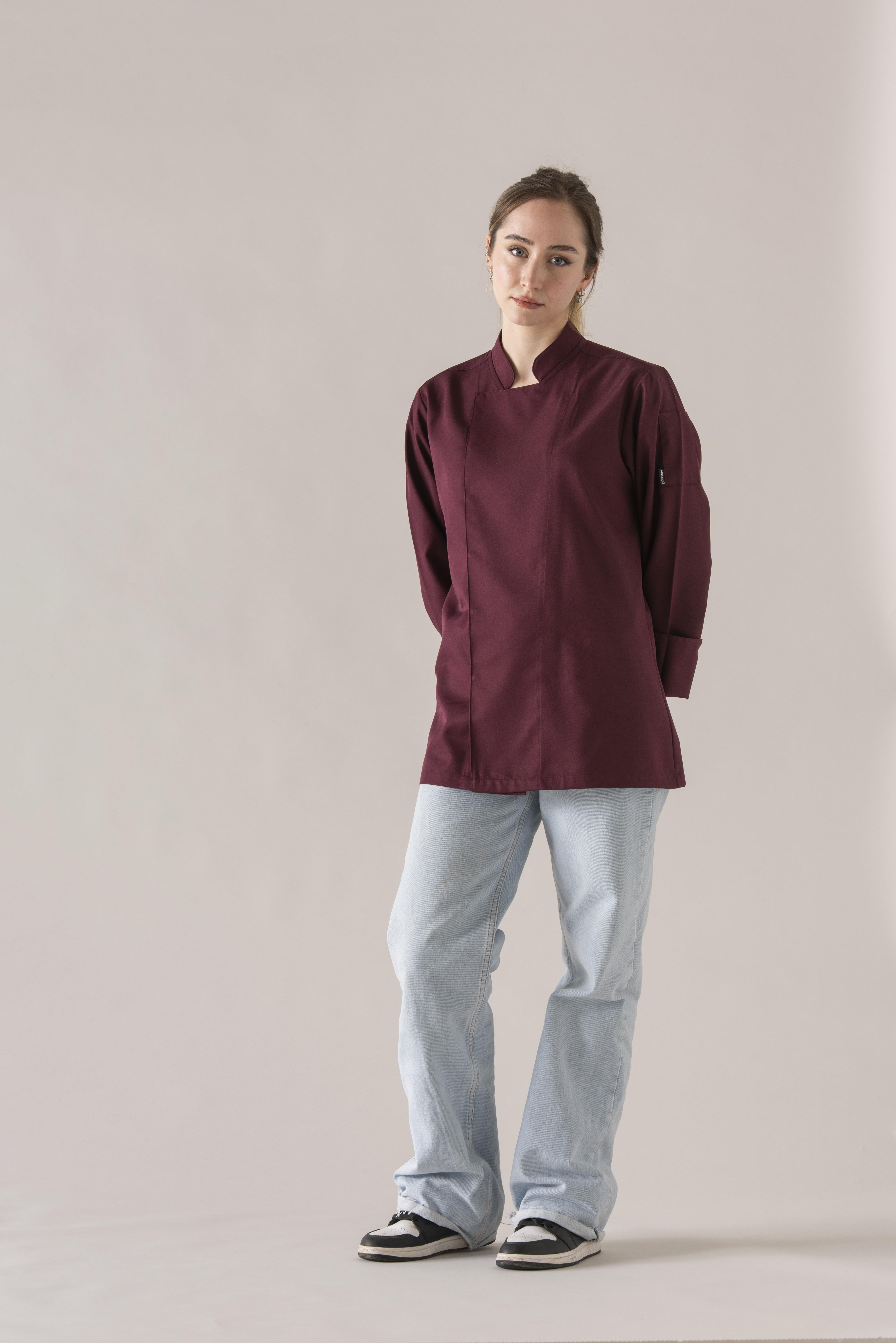 C-01 Classic Kadın – Bordo Şef Ceketi