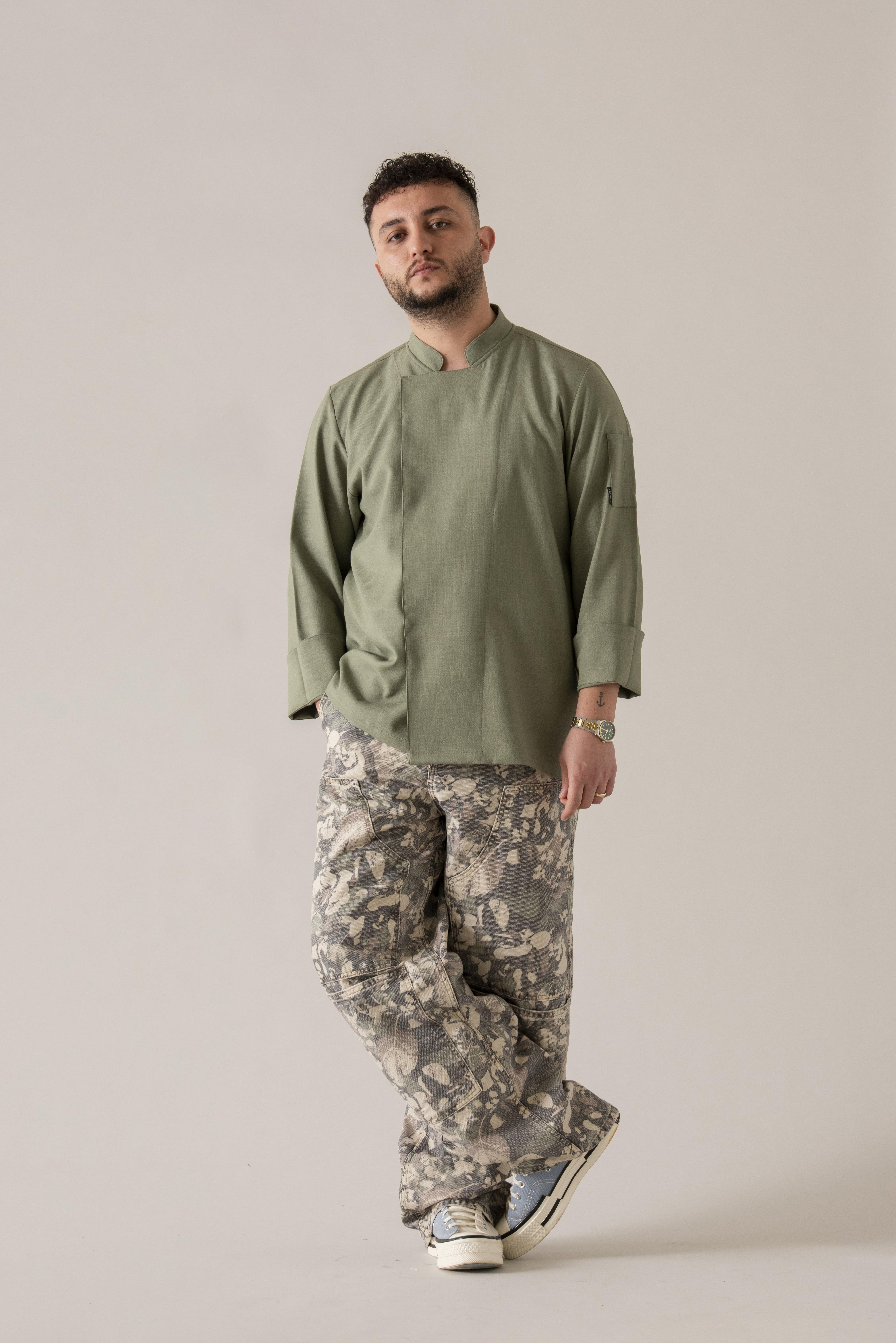C-04 Soft Linen – Haki Şef Ceketi