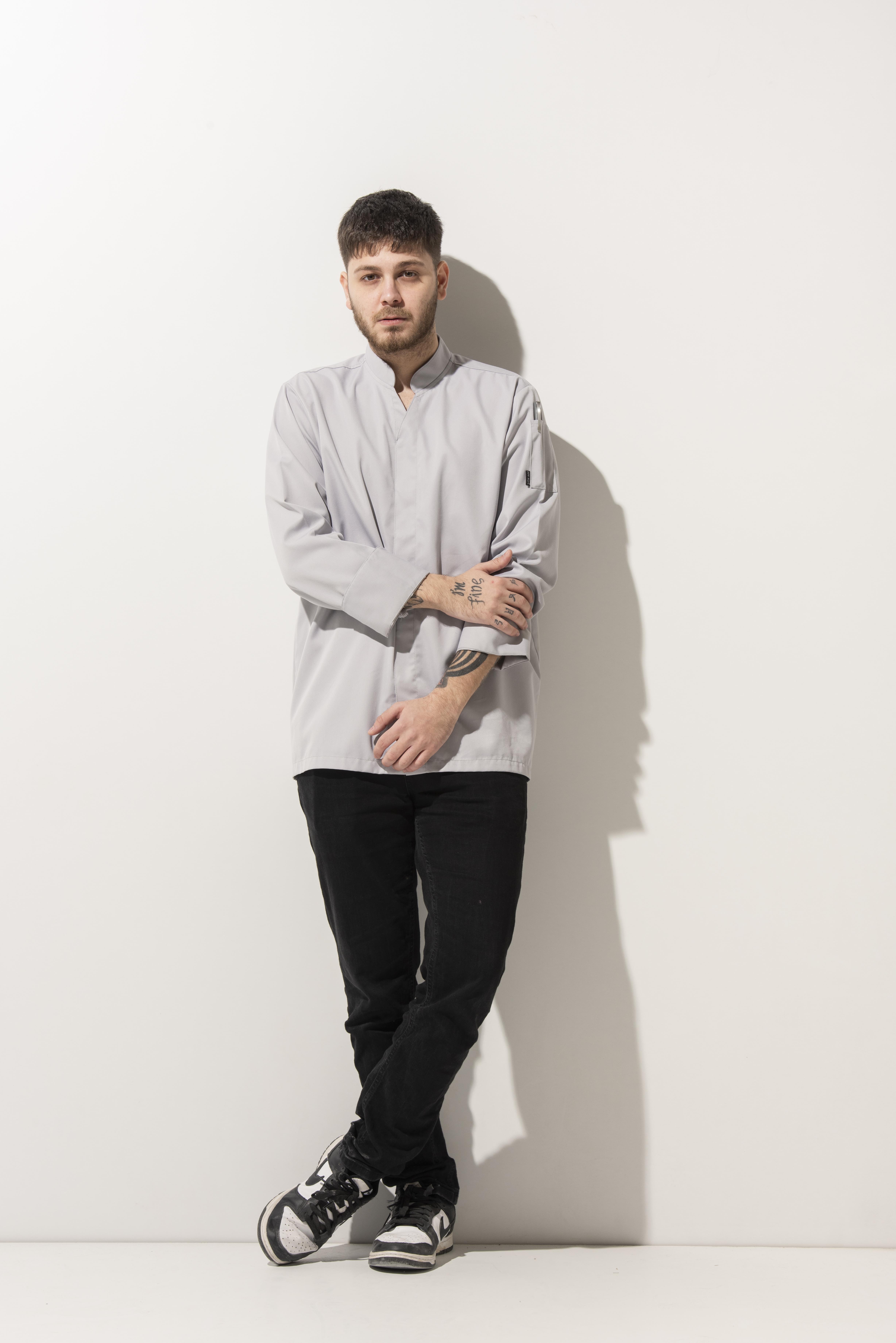 C-07 Vneck – Açık Gri Şef Ceketi