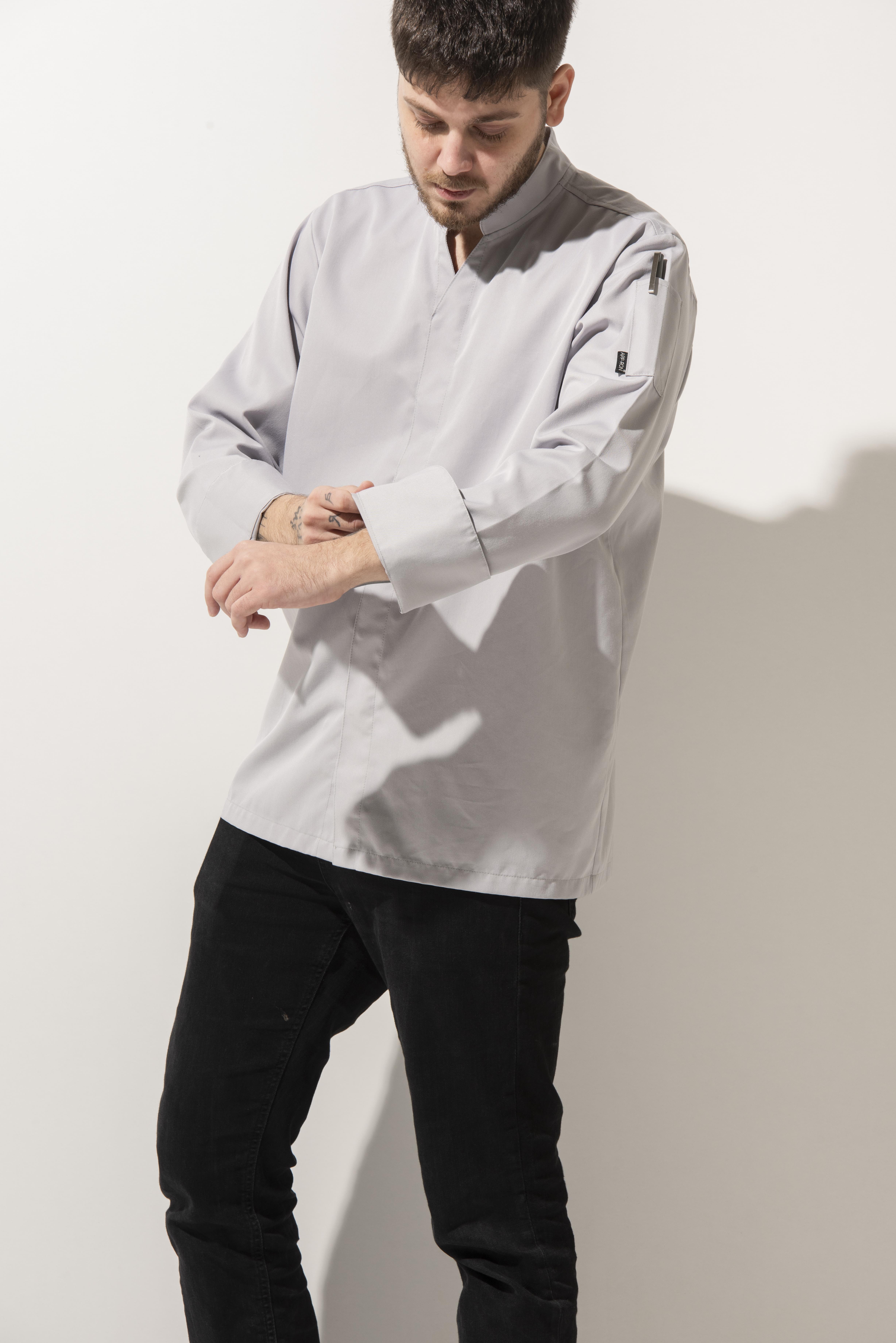 C-07 Vneck – Açık Gri Şef Ceketi