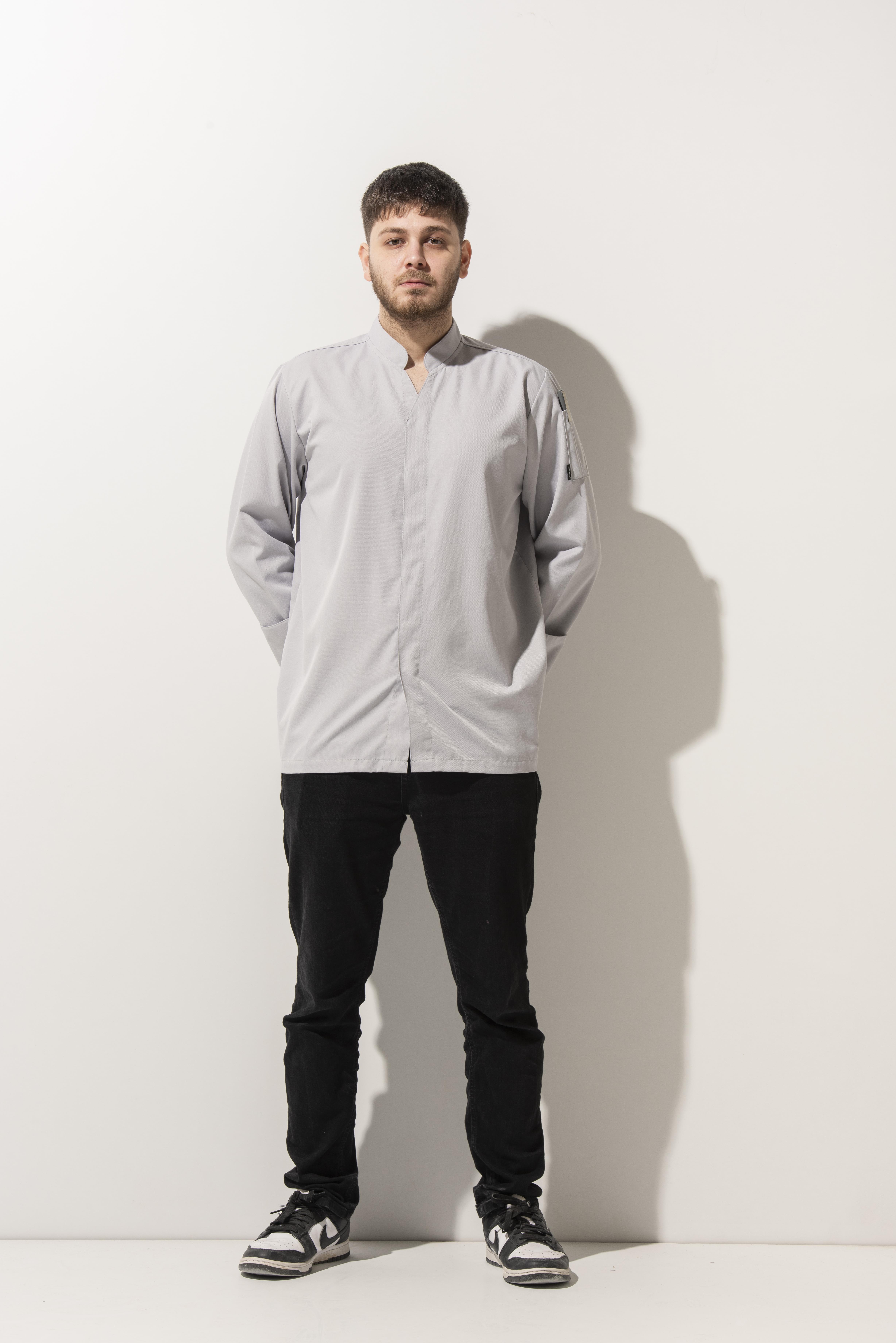 C-07 Vneck – Açık Gri Şef Ceketi