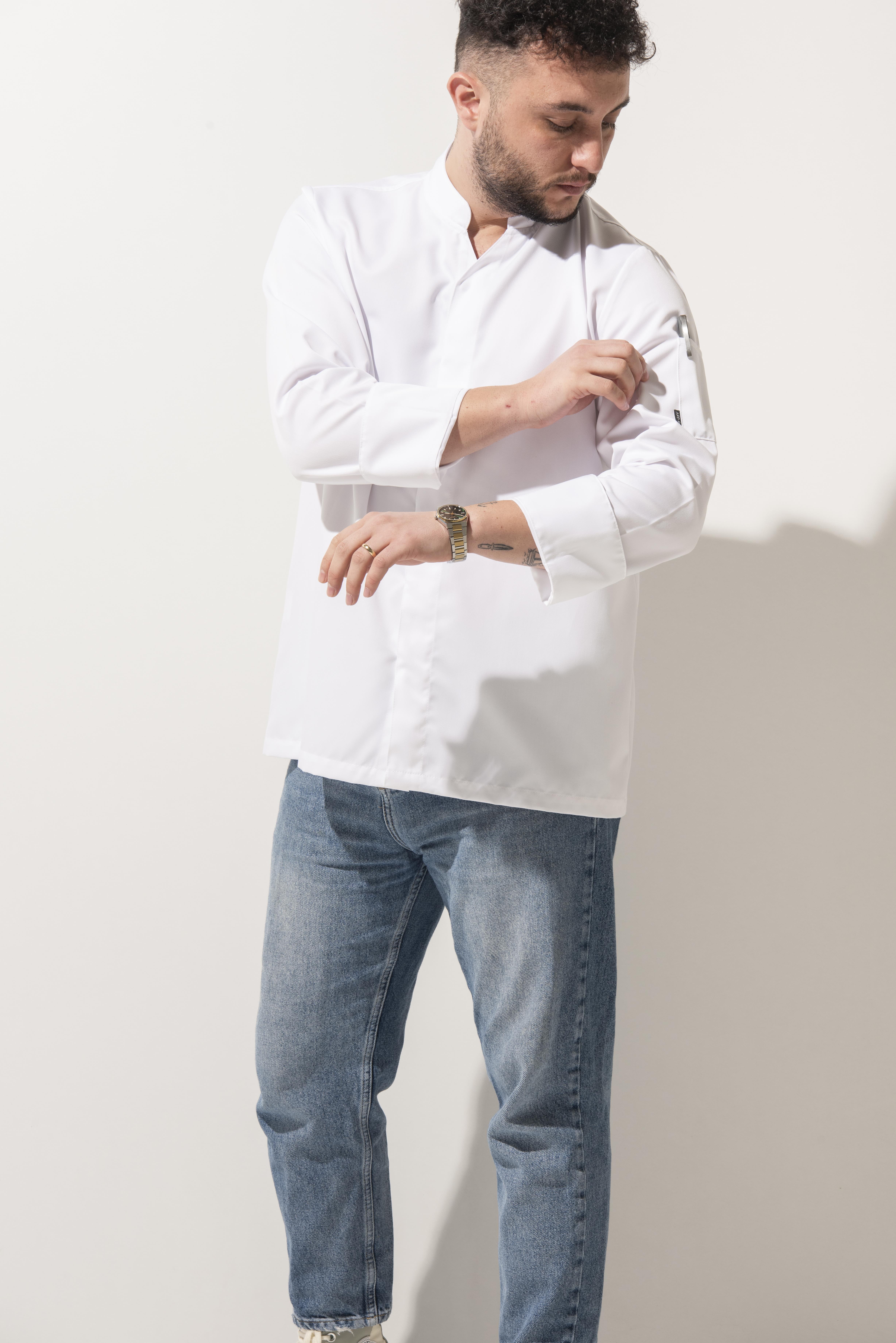 C-07 Vneck – Beyaz Şef Ceketi