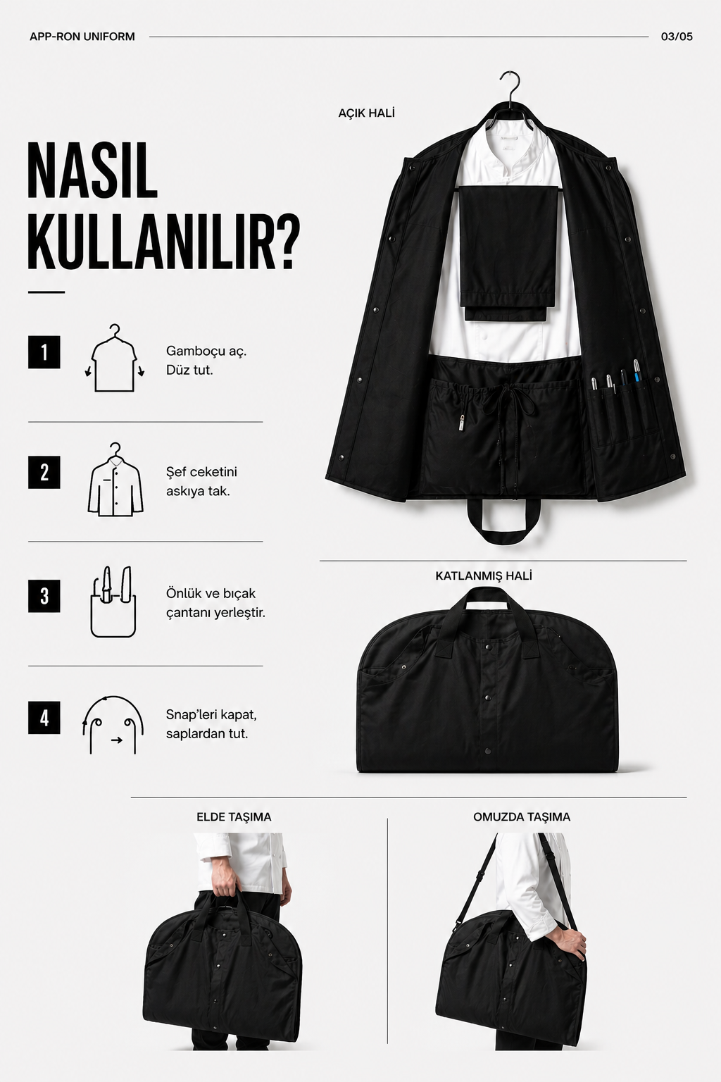 Chef Garment Bag - Siyah