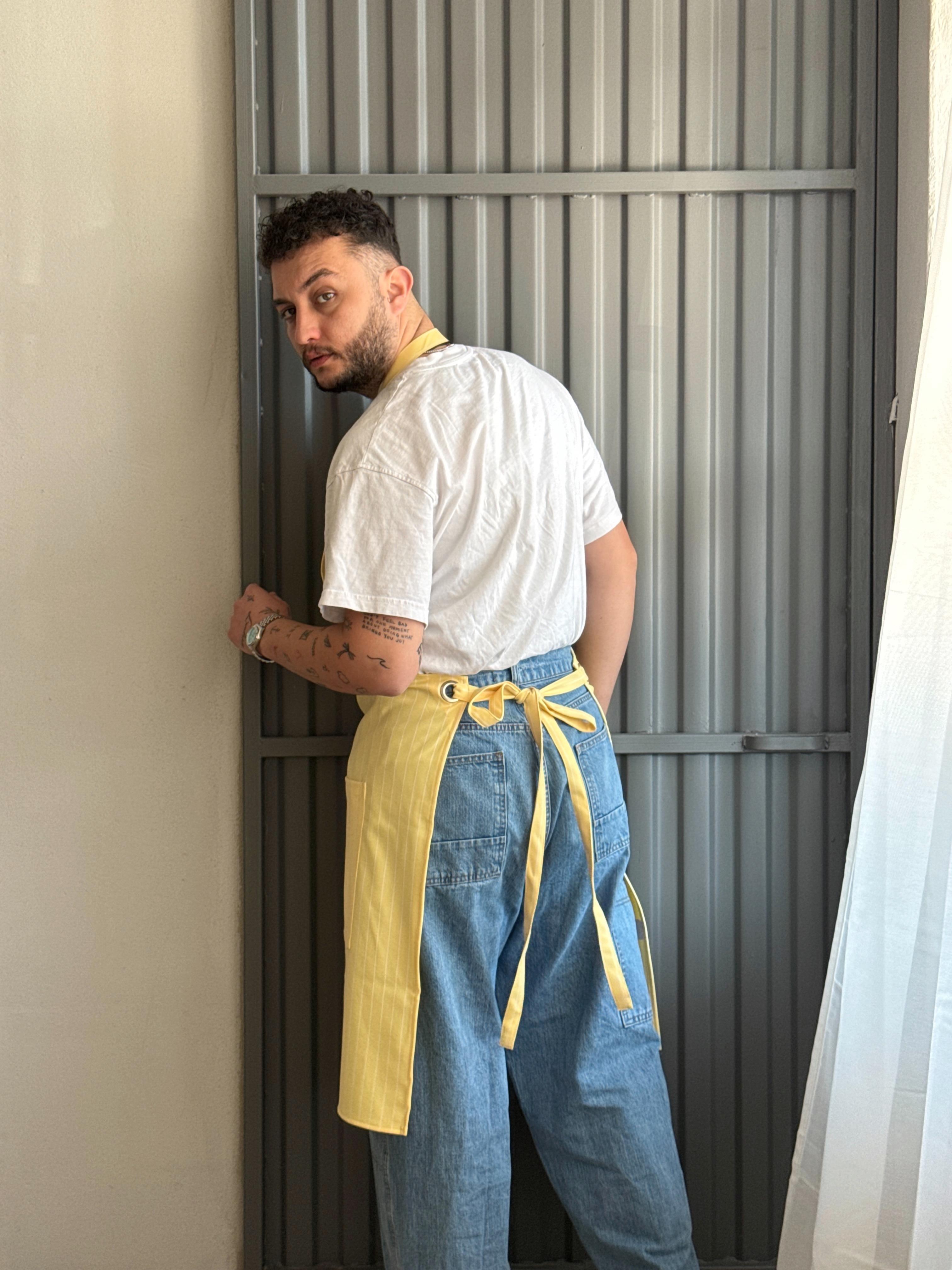 K-114 Premium Axel - Çizgili Sarı Boydan Önlük