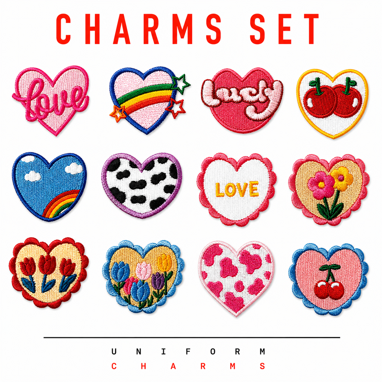 Uniform Charms™ Kalp Seti (12'li) Broş Charm