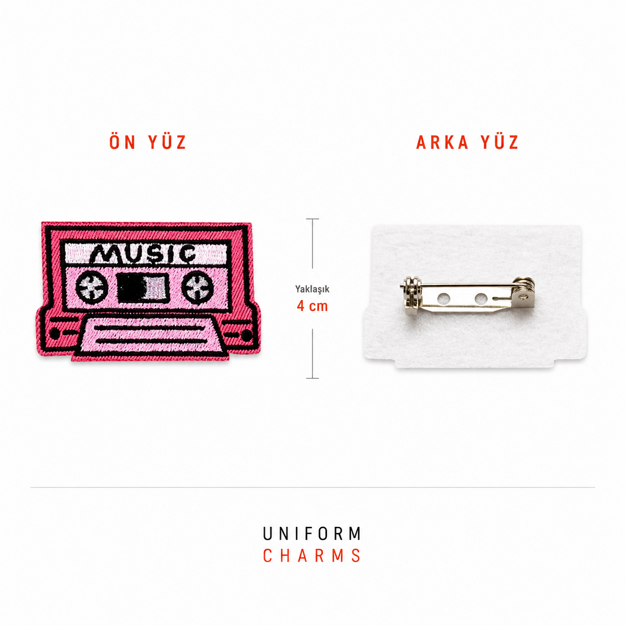 Uniform Charms™ Music Cassette (Kaset) Broş Charm