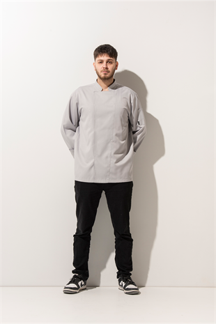 C-01 CLASSIC -  Açık Gri Şef Ceketi 