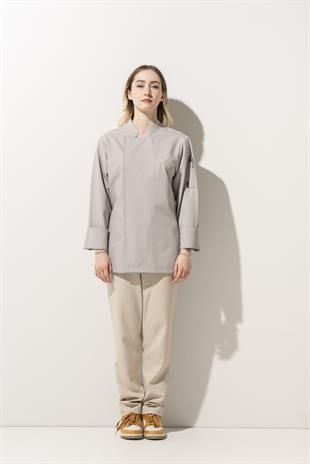 C-01 Classic Kadın – Açık Gri Şef Ceketi