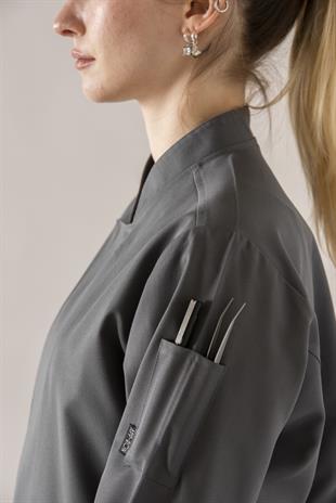 C-01 Classic Kadın – Antrasit Şef Ceketi