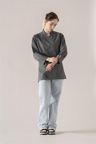 C-01 Classic Kadın – Antrasit Şef Ceketi