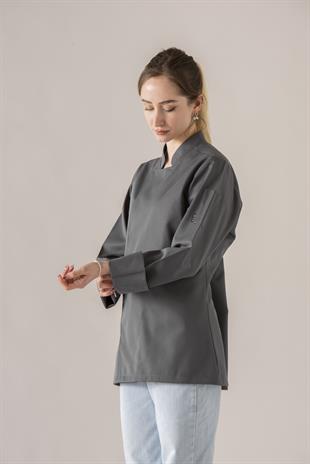 C-01 Classic Kadın – Antrasit Şef Ceketi