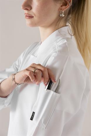 C-01 Classic Kadın – Beyaz Şef Ceketi