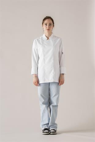 C-01 Classic Kadın – Beyaz Şef Ceketi