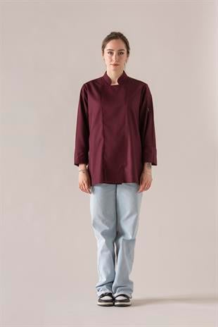 C-01 Classic Kadın – Bordo Şef Ceketi