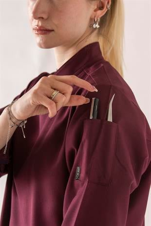 C-01 Classic Kadın – Bordo Şef Ceketi