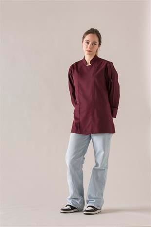 C-01 Classic Kadın – Bordo Şef Ceketi