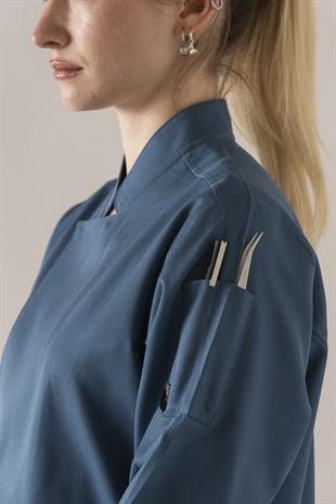 C-01 Classic Kadın – Kot Mavi Şef Ceketi