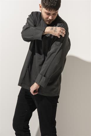 C-01 Classic -  Gri Kot Şef Ceketi 