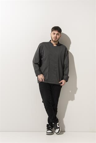 C-01 Classic -  Gri Kot Şef Ceketi 