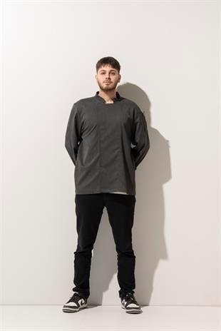 C-01 Classic -  Gri Kot Şef Ceketi 