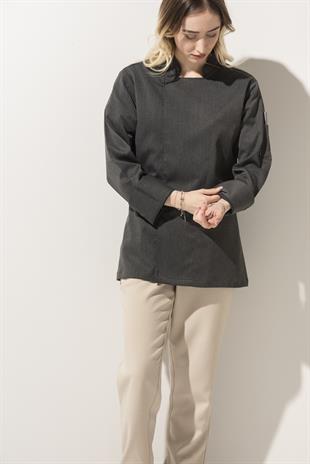 C-01 Classic -  Gri Kot Şef Ceketi Kadın