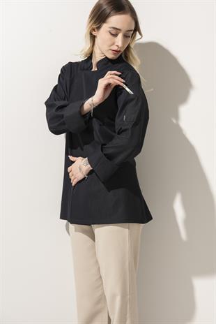 C-21 Premium - Mavi Kot  Şef Ceketi Kadın 