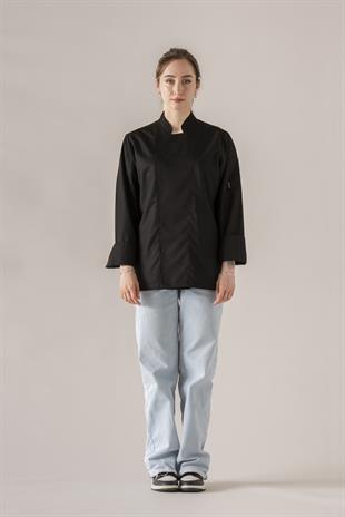 C-01 Classic Kadın – Siyah Şef Ceketi