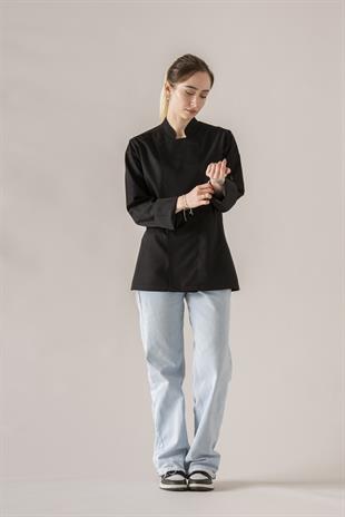 C-01 Classic Kadın – Siyah Şef Ceketi