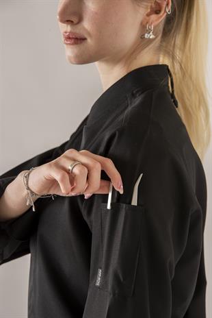 C-01 Classic Kadın – Siyah Şef Ceketi