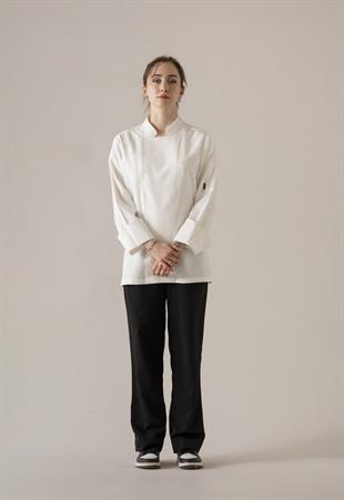 C-04 Soft Linen Kadın – Beyaz Şef Ceketi
