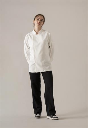 C-04 Soft Linen Kadın – Beyaz Şef Ceketi
