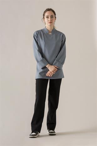 C-04 Soft Linen Kadın – Kot Mavi Şef Ceketi