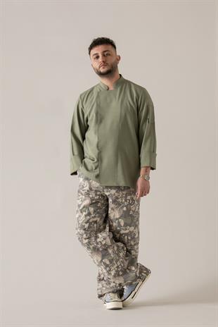 C-04 Soft Linen – Haki Şef Ceketi