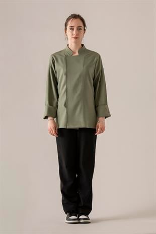 C-04 Soft Linen Kadın – Haki Şef Ceketi