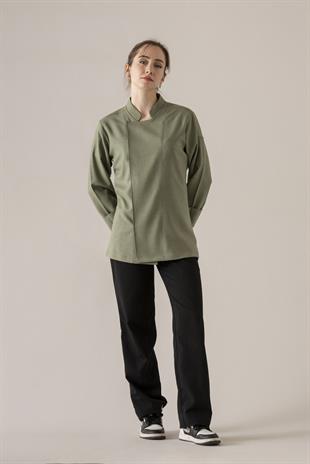 C-04 Soft Linen Kadın – Haki Şef Ceketi