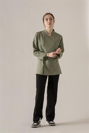C-04 Soft Linen Kadın – Haki Şef Ceketi