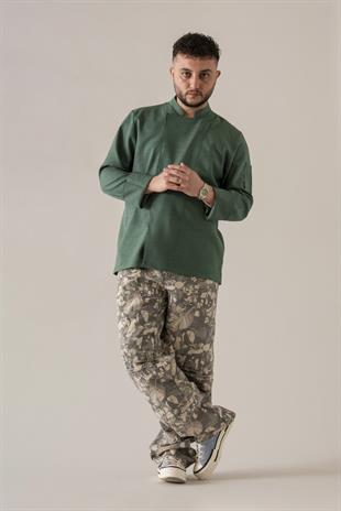 C-04 Soft Linen – Koyu Yeşil Şef Ceketi
