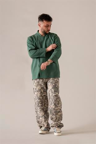 C-04 Soft Linen – Koyu Yeşil Şef Ceketi