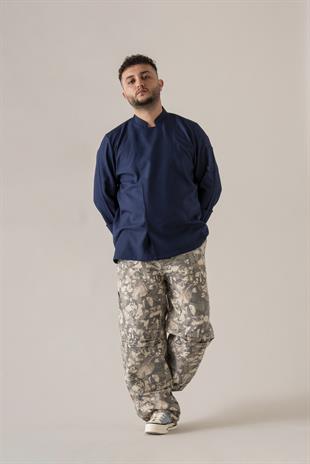 C-04 Soft Linen – Lacivert Şef Ceketi