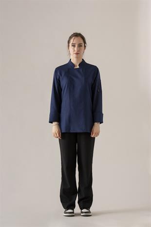 C-04 Soft Linen Kadın – Lacivert Şef Ceketi