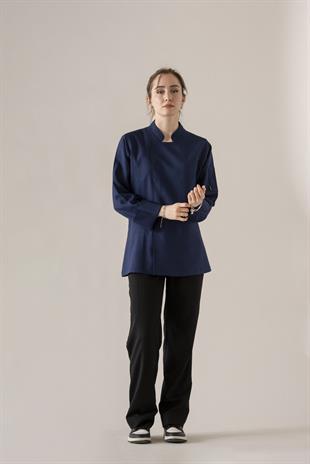 C-04 Soft Linen Kadın – Lacivert Şef Ceketi