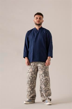 C-04 Soft Linen – Lacivert Şef Ceketi