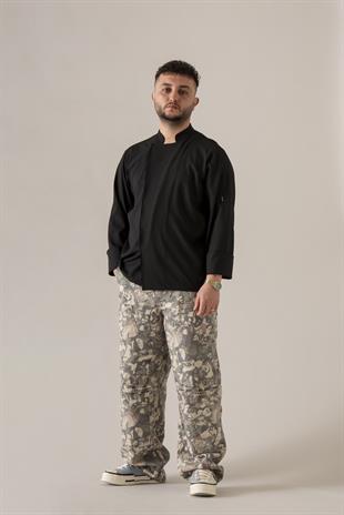 C-04 Soft Linen – Siyah Şef Ceketi