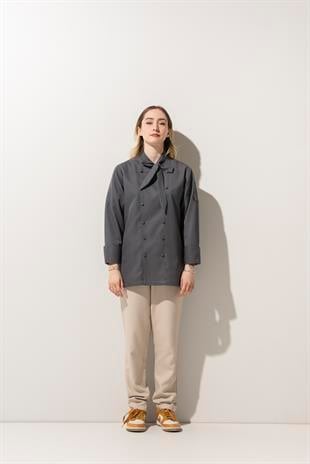 C-02 Scarf Kadın – Antrasit Şef Ceketi