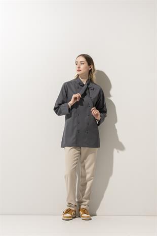 C-02 Scarf Kadın – Antrasit Şef Ceketi