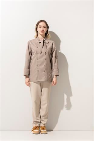 C-02 Scarf Kadın – Bej Şef Ceketi