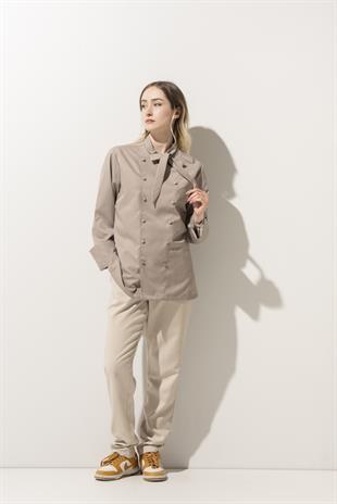 C-02 Scarf Kadın – Bej Şef Ceketi