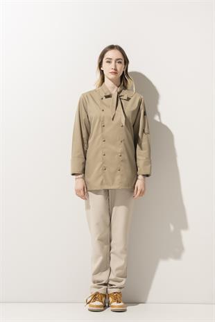 C-02 Scarf Kadın – Bej Şef Ceketi